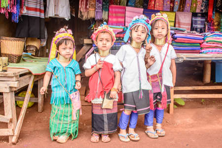 Kayan tribe, Kayan Children in Kayan village, Kayah State, Myanmar, Oct-2017のeditorial素材