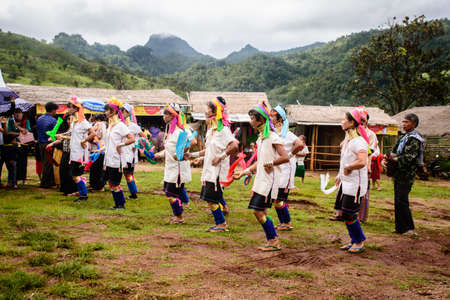 Kayan tribe, Kayan dance in Kayan village, Kayah State, Myanmar, Oct-2017のeditorial素材