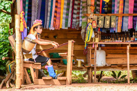 Kayan tribe, Kayan Lady in Kayan village, Kayah State, Myanmar, Oct-2017のeditorial素材