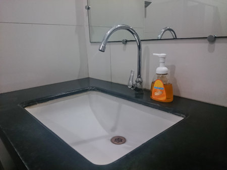 enamel basin in restroom