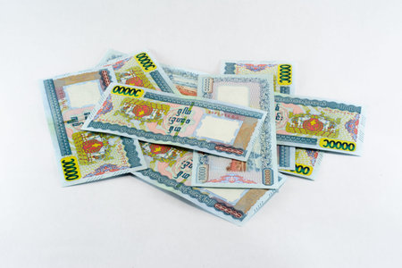 closeup photo of myanmar money, it is called KYAT