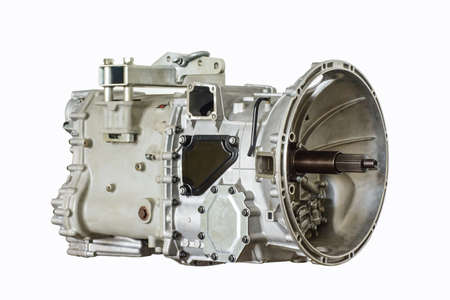 Closeup photo of bus gearbox, with isolated backgroundの写真素材