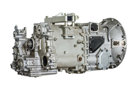 Closeup photo of bus gearbox, with isolated backgroundの写真素材