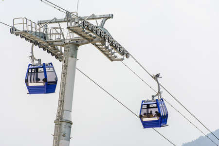 mountain cable car at Kyaik Htee Yoe Pagoda, Mon State, Myanmar, March-2018の写真素材