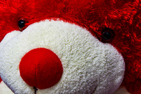 Some part of teddy bear in white and red colorの写真素材