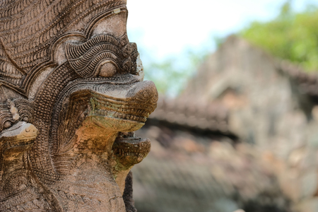 Naga or big snake is Khmer art make form sand stone crave for decorate ancient architecture Phanom-rung stone castle in Buri-ram provinc Thailand about 1,500 years ago.のeditorial素材
