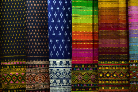 Local woven pattern is north Thai style selling in the market.