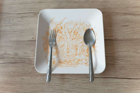 Empty plate After eating the food.の写真素材
