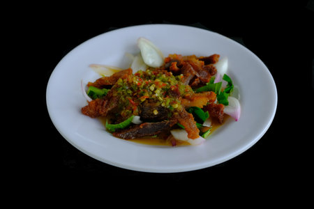 Spicy pork or spicy pork Thai Salad is very delicious local Thai food.の写真素材