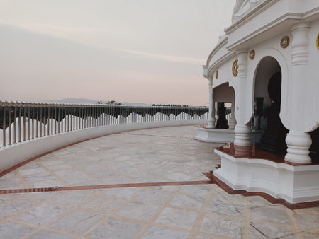 The corridor outside of pagoda or stupa castle is Thai art style in the Thai temple.