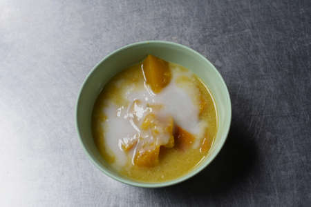 pumpkin in coconut milk is vintage Thai dessert which very famous in the present.の写真素材
