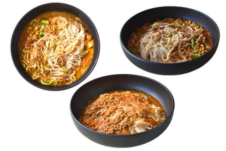 Isolated on white background lightly fermented rice noodles for create the best new work.の写真素材