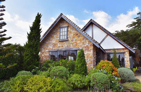 Vintage house european style in the countryside Thailand.の写真素材