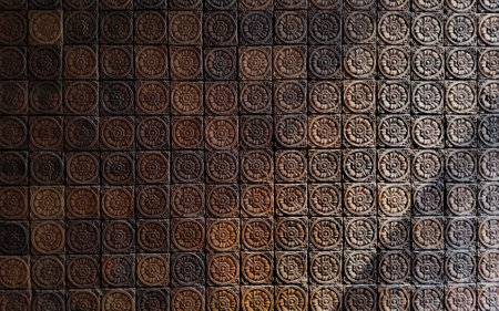 Gallery hall decorate by terracotta at the wall. object, objects .の写真素材