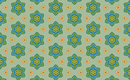 Colorful flowers pattern group mandala art, Ethnic floral seamless pattern. Abstract kaleidoscope...