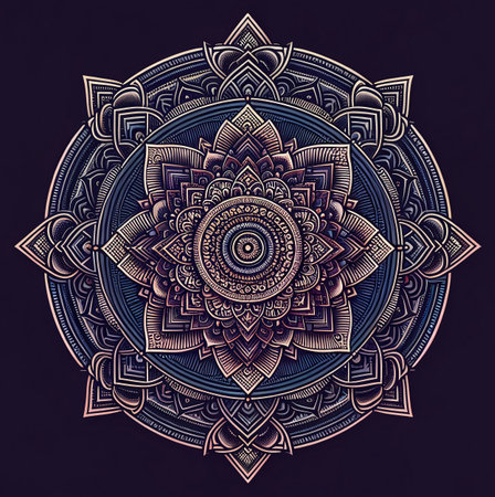 Ornament beautiful card with mandala. Geometric circle element made in vector, Signs and symbols. Pattern lotus or flower mandala.の素材