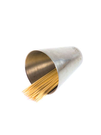 toothpicks in iron cupの写真素材