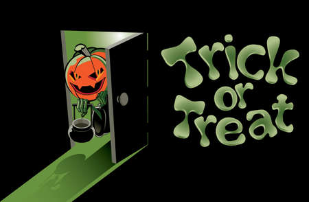 Trick or treat A pumpkin head creature is coming in illustrationのイラスト素材