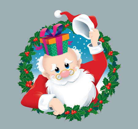 Santa Claus with a surprise present just for you.のイラスト素材
