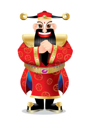 A Chinese wealth god with greeting post.のイラスト素材