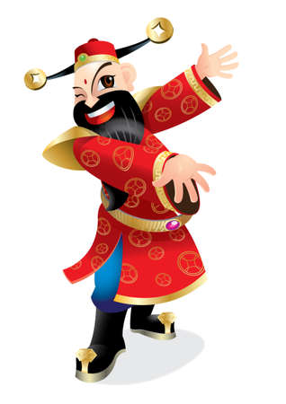 A Chinese wealth god with open arms.のイラスト素材
