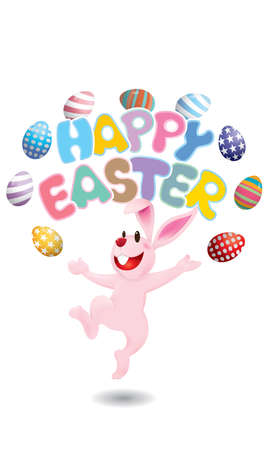 Easter day vector with a cute rabbit. Isolated.のイラスト素材