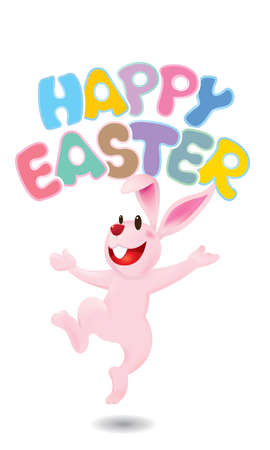 Easter day vector with a cute rabbit. Isolated.のイラスト素材