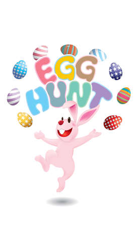 Easter day vector with a cute rabbit. Isolated.のイラスト素材