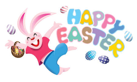 Easter day vector with a cute rabbit. Isolated.のイラスト素材