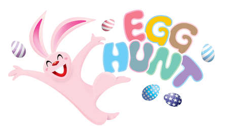 Easter day vector with a cute rabbit. Isolated.のイラスト素材