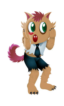 A cute wolf man in white background.のイラスト素材