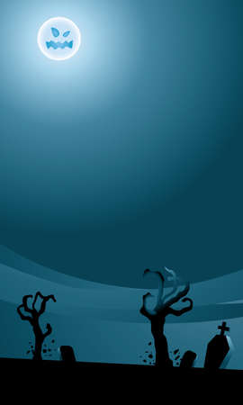 Spooky mood background with a moon and monster's hands.のイラスト素材