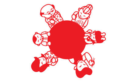 Artwork presented with traditional paper cutting style.のイラスト素材