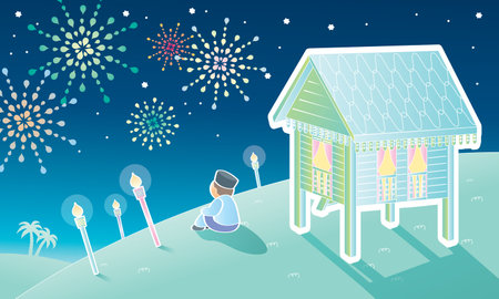 A Raya festival vector with serene village feels.のイラスト素材
