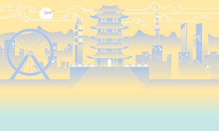 Vector of modern city scene. With soft pastel color mode.のイラスト素材