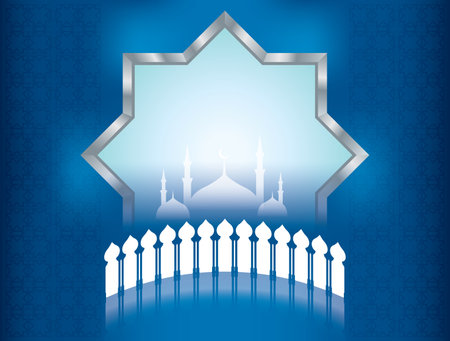 Islamic style arch and decorative design. Vector, with different colour modes.のイラスト素材