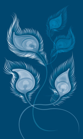 Vector of elegant peacock feathers. Vector. Peacock feather is an auspicious symbol in Hinduism.のイラスト素材
