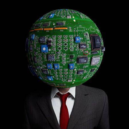 An illustration related to our modern dependence on digital devices and the way we think and communicate in the 21st century.の写真素材