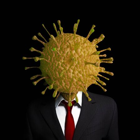 A 3D illustration related to virus pandemics such as the worldwide COVID-19 virus outbreak of 2020 and subsequent changes to modern societies.の写真素材