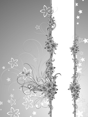 Curly pattern of flowers and petals on the dark backgroundのイラスト素材