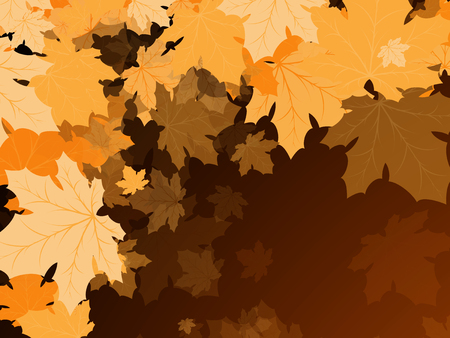 Maple leaves on a dark brown backgroundのイラスト素材