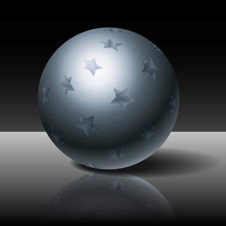 Metal sphere with stars on a dark backgroundのイラスト素材