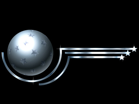 Metal sphere with stars on a dark backgroundのイラスト素材