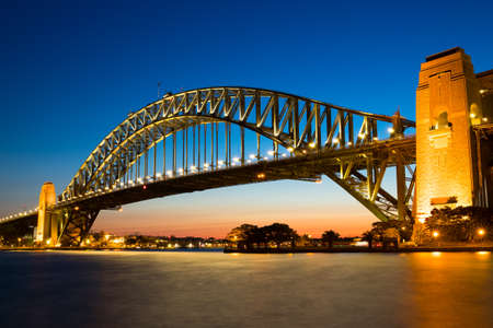 Sunset over the Sydney Harbour Bridge, Australiaの写真素材