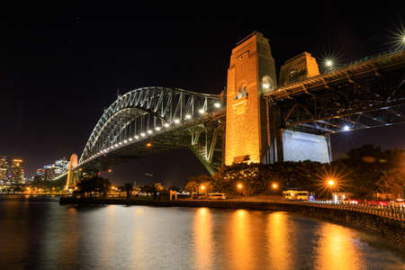 Sydney Harbour Bridge by night, Australiaの写真素材