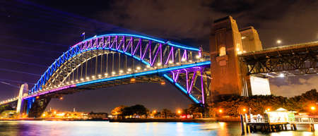 Sydney Harbor Bridge during Vivid Festival, Australiaの写真素材