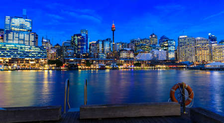 Darling Harbor by night, Sydney, Australiaの写真素材
