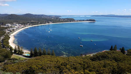 Shoal Bay from Mount Tomaree, New South Wales, Australiaの写真素材