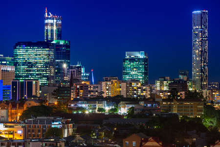 Brisbane City by night, Queensland, Australiaの写真素材