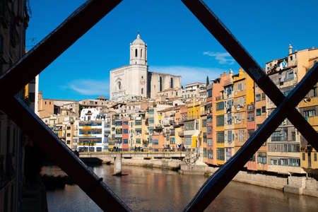 Old town of Girona, Catalonia, Spainのeditorial素材